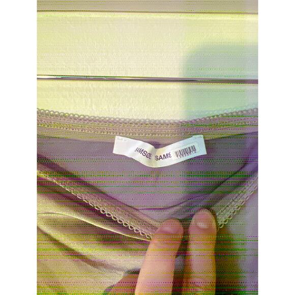 RTR Samsoe Samsoe Sz XS Olive Green Saagneta Satin Slip Midi Skirt silky stretch - Picture 5 of 8